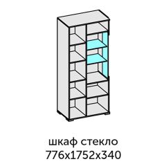 Аллегро-10 Шкаф 2дв. (со стеклом) (дуб крафт золотой-камень темный) в Муравленко - muravlenko.mebel24.online | фото 2