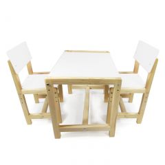 Детский растущий комплект стол и два стула  Я САМ "Лофт" (Белый, Сосна) в Муравленко - muravlenko.mebel24.online | фото 1