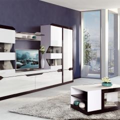 Гостиная Ронда 1 Белый глянец/венге в Муравленко - muravlenko.mebel24.online | фото