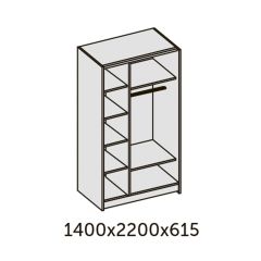 ИННЭС-5 Шкаф-купе 2-х дв. 1400 (1дв. Ф1 - бодега белая, 1дв. Ф2 - зеркало) в Муравленко - muravlenko.mebel24.online | фото 2