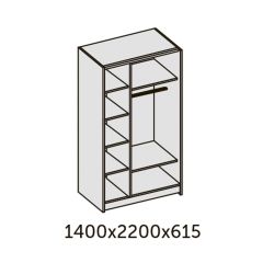 ИННЭС-5 Шкаф-купе 2-х дв. 1400 (2 дв. Ф3 - венге вст. экокожа коричневый) в Муравленко - muravlenko.mebel24.online | фото 2