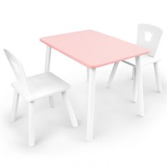 Комплект детской мебели стол и два стула Корона  (Розовый/Белый/Белый) в Муравленко - muravlenko.mebel24.online | фото 1