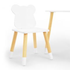 Комплект детской мебели стол и два стула Мишутка (Белый/Белый/Береза) в Муравленко - muravlenko.mebel24.online | фото 1