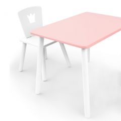 Комплект детской мебели стол и стул Корона (Розовый/Белый/Белый) в Муравленко - muravlenko.mebel24.online | фото