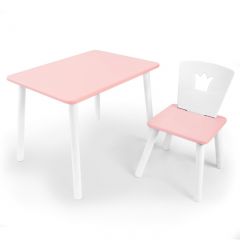 Комплект детской мебели стол и стул Корона (Розовый/Розовый/Белый) в Муравленко - muravlenko.mebel24.online | фото 1