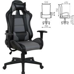 Кресло компьютерное BRABIX "GT Racer GM-100" (черное/серое) 531926 в Муравленко - muravlenko.mebel24.online | фото 2