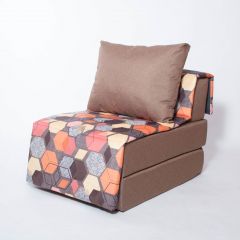 Кресло-кровать бескаркасное Харви (коричневый-геометрия браун) в Муравленко - muravlenko.mebel24.online | фото