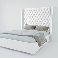 Кровать Версаль ЛЮКС с ПМ 1400 (экокожа белая) в Муравленко - muravlenko.mebel24.online | фото