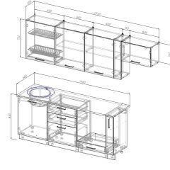 Кухонный гарнитур Вегас 2550 (Стол. 26мм) в Муравленко - muravlenko.mebel24.online | фото 2