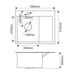 Мойка HD5851L MELANA ProfLine 3,0/200 САТИН врезная прямоугольная с коландером HD5851L в Муравленко - muravlenko.mebel24.online | фото 2