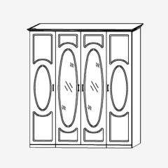 Прованс-2 Шкаф 4-х дверный с 2 зеркалами (Итальянский орех/Груша с платиной черной) в Муравленко - muravlenko.mebel24.online | фото