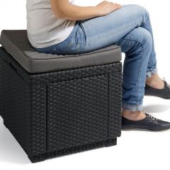 Пуфик Куб с подушкой (Cube with cushion) коричневый - серо-бежевый* в Муравленко - muravlenko.mebel24.online | фото 2