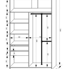 Шкаф-купе 1400 серии SOFT D8+D2+B2+PL4 (2 ящика+F обр.штанга) профиль «Графит» в Муравленко - muravlenko.mebel24.online | фото 3