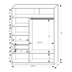 Шкаф-купе 1500 серии NEW CLASSIC K2+K2+B2+PL2(2 ящика+1 штанга+1 полка) профиль «Капучино» в Муравленко - muravlenko.mebel24.online | фото 3