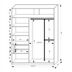 Шкаф-купе 1500 серии NEW CLASSIC K4+K4+B2+PL4 (2 ящика+F обр. штанга) профиль «Капучино» в Муравленко - muravlenko.mebel24.online | фото 3