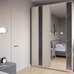 Шкаф-купе 1500 серии SILVER S4+S3Z+B2+PL1 (2 ящика+1 штанга) профиль «Серебро» в Муравленко - muravlenko.mebel24.online | фото