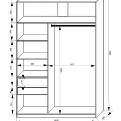 Шкаф-купе 1600 серии SOFT D1+D3+B2+PL1 (2 ящика+1штанга) профиль «Графит» в Муравленко - muravlenko.mebel24.online | фото 4