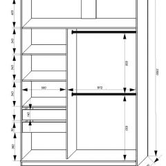 Шкаф-купе 1600 серии SOFT D8+D2+B2+PL4 (2 ящика+F обр.штанга) профиль «Графит» в Муравленко - muravlenko.mebel24.online | фото 2