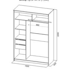 Шкаф-купе №19 Серия 3 Квадро (1500) Ясень Анкор светлый в Муравленко - muravlenko.mebel24.online | фото 4