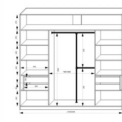 Шкаф-купе 2150 серии NEW CLASSIC K4+K4+K4+B22+PL4(по 2 ящика лев/прав+F обр.штанга) профиль «Капучино» в Муравленко - muravlenko.mebel24.online | фото 3