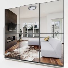Шкаф-купе 2400 серии SOFT D4+D4+D4+B22+PL1 (по 2 ящика лев/прав+1штанга) профиль «Графит» в Муравленко - muravlenko.mebel24.online | фото 4