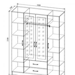 СОФИ СШК1600.1Шкаф 4-х ств с2мя зерк, 2 ящиками в Муравленко - muravlenko.mebel24.online | фото 2