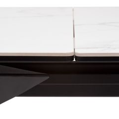 Стол CREMONA 140 HIGH GLOSS STATUARIO Белый мрамор глянцевый, керамика/ черный каркас, ®DISAUR в Муравленко - muravlenko.mebel24.online | фото 6