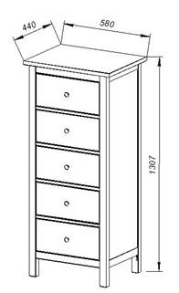 Комод 05 Кантри белый с пятью ящиками в Муравленко - muravlenko.mebel24.online | фото 3