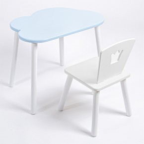 Комплект детский стол ОБЛАЧКО и стул КОРОНА ROLTI Baby (голубая  столешница/белое сиденье/белые ножки) в Муравленко - muravlenko.mebel24.online | фото