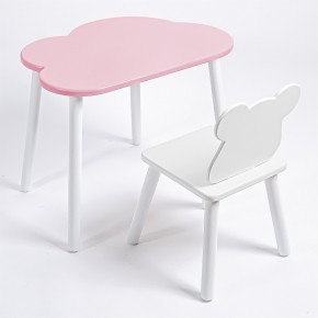 Комплект детский стол ОБЛАЧКО и стул МИШКА ROLTI Baby (розовая столешница/белое сиденье/белые ножки) в Муравленко - muravlenko.mebel24.online | фото 1