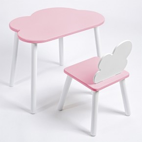 Комплект детский стол ОБЛАЧКО и стул ОБЛАЧКО ROLTI Baby (розовая столешница/розовое сиденье/белые ножки) в Муравленко - muravlenko.mebel24.online | фото