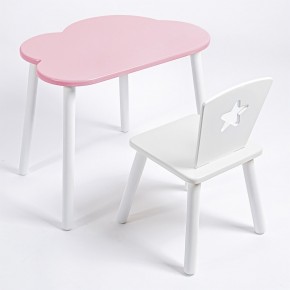 Комплект детский стол ОБЛАЧКО и стул ЗВЕЗДА ROLTI Baby (розовая столешница/белое сиденье/белые ножки) в Муравленко - muravlenko.mebel24.online | фото