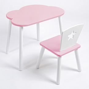 Комплект детский стол ОБЛАЧКО и стул ЗВЕЗДА ROLTI Baby (розовая столешница/розовое сиденье/белые ножки) в Муравленко - muravlenko.mebel24.online | фото