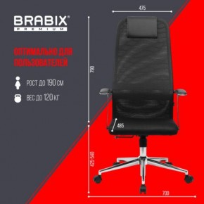 Кресло BRABIX PREMIUM "Ultimate EX-801" хром, плотная двойная сетка Х2, черное, 532917 в Муравленко - muravlenko.mebel24.online | фото 7