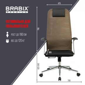 Кресло BRABIX PREMIUM "Ultimate EX-801" хром, плотная двойная сетка Х2, черное/коричневое, 532920 в Муравленко - muravlenko.mebel24.online | фото 6