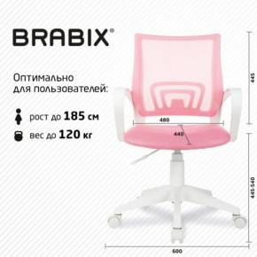 Кресло BRABIX "Fly MG-396W", с подлокотниками, пластик белый, сетка, розовое, 533008 в Муравленко - muravlenko.mebel24.online | фото 5