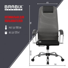 Кресло офисное BRABIX PREMIUM "Ultimate EX-800" хром, плотная двойная сетка Х2, черное/серое, 532912 в Муравленко - muravlenko.mebel24.online | фото 3