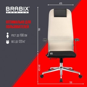 Кресло офисное BRABIX PREMIUM "Ultimate EX-801" хром, плотная двойная сетка Х2, черное/бежевое, 532919 в Муравленко - muravlenko.mebel24.online | фото 6