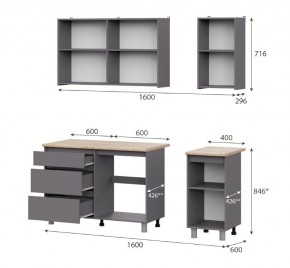 Кухонный гарнитур ДЕНВЕР (1600) Графит серый/Дуб Сонома в Муравленко - muravlenko.mebel24.online | фото 2