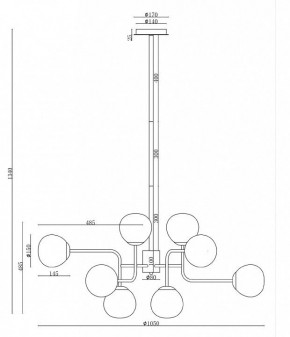 Люстра на штанге Maytoni Erich MOD221-PL-12-G в Муравленко - muravlenko.mebel24.online | фото 3