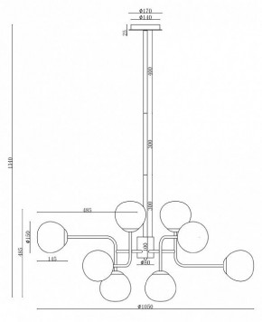 Люстра на штанге Maytoni Erich MOD221-PL-12-N в Муравленко - muravlenko.mebel24.online | фото 3