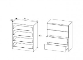 МОРИ МК804 (МК800.4) Комод 4 ящ. (белый) в Муравленко - muravlenko.mebel24.online | фото