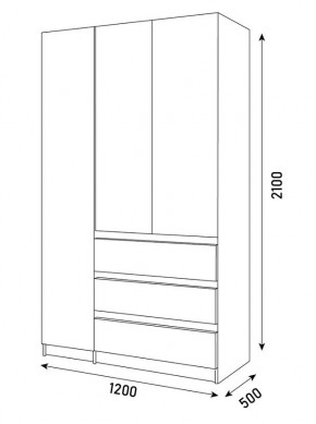 ПАРУС Шкаф 3-х ств. 1200 в Муравленко - muravlenko.mebel24.online | фото 3
