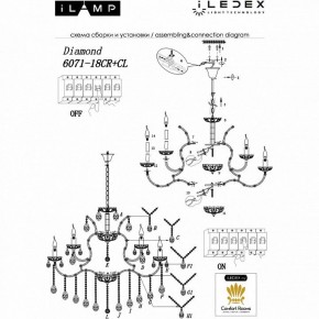 Подвесная люстра iLamp Diamond 6071-18 CR+CL в Муравленко - muravlenko.mebel24.online | фото 2