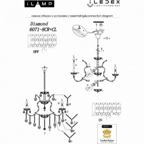 Подвесная люстра iLamp Diamond 6071-8 CR+CL в Муравленко - muravlenko.mebel24.online | фото 2