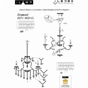 Подвесная люстра iLamp Diamond 6071-8 GD+CL в Муравленко - muravlenko.mebel24.online | фото 2