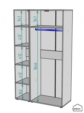 Шкаф Linnea MHR-3-1 2050х1200х510 (Белый-М 11.1.2) в Муравленко - muravlenko.mebel24.online | фото 3