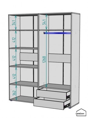 Шкаф Linnea MHR-4-2 2050х1600х510 (Графит-М 11.1.25) в Муравленко - muravlenko.mebel24.online | фото 3