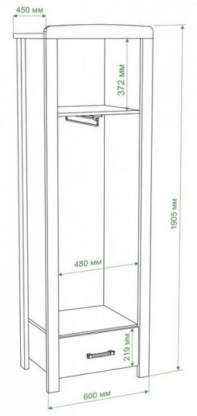 Шкаф платяной Бартоло Ш1Д в Муравленко - muravlenko.mebel24.online | фото 2