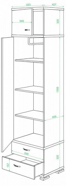 Шкаф платяной Домино КС-10 в Муравленко - muravlenko.mebel24.online | фото 2